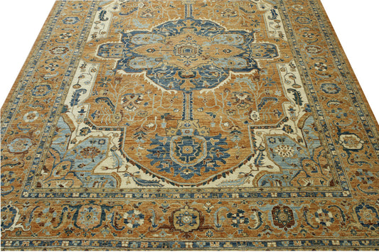 Oushak Whitewash Heriz Chobie Wool Hand Knotted Rug 9.9x13.5 -w20365