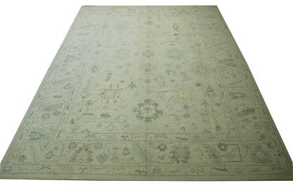 Oushak Whitewash Chobie Wool Hand Knotted Rug 10.2x13.11 -w20366