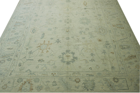 Oushak Whitewash Chobie Wool Hand Knotted Rug 10.2x13.11 -w20366