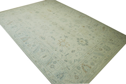 Oushak Whitewash Chobie Wool Hand Knotted Rug 10.2x13.11 -w20366