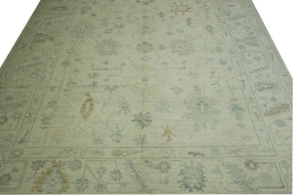 Oushak Whitewash Chobie Wool Hand Knotted Rug 10.2x13.11 -w20366