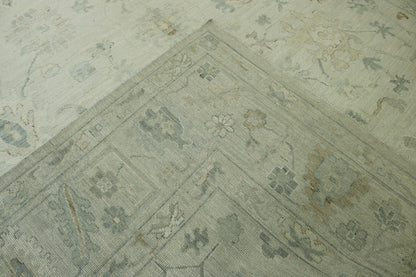 Oushak Whitewash Chobie Wool Hand Knotted Rug 10.2x13.11 -w20366