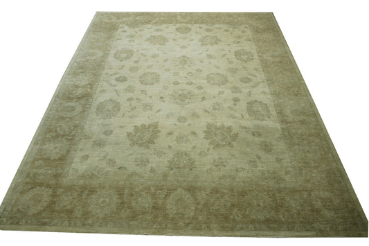 Oushak Whitewash Chobie Wool Hand Knotted Rug 9.9x12.9 -w5019