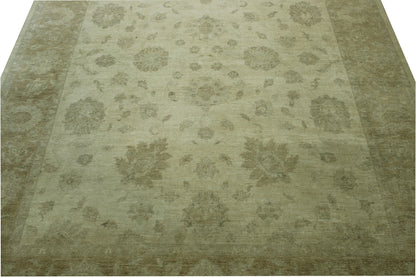 Oushak Whitewash Chobie Wool Hand Knotted Rug 9.9x12.9 -w5019