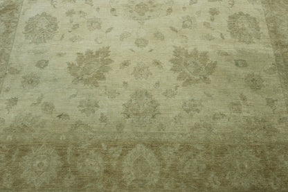 Oushak Whitewash Chobie Wool Hand Knotted Rug 9.9x12.9 -w5019