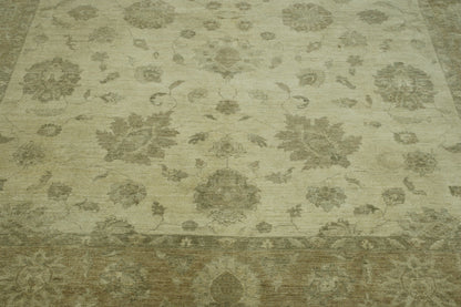 Oushak Whitewash Chobie Wool Hand Knotted Rug 9.9x12.9 -w5019