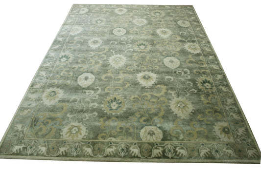 Oushak Ikat Wool Hand Knotted Rug 10.0x14.0 -w5020