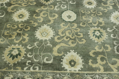 Oushak Ikat Wool Hand Knotted Rug 10.0x14.0 -w5020