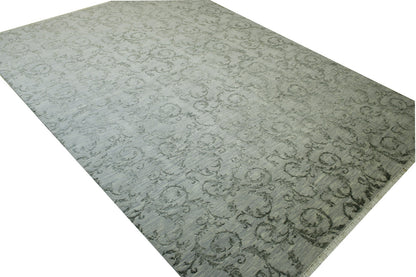 Transitional Leaf Design Wool Hand Knotted Rug 9.10x13.8 -w2139