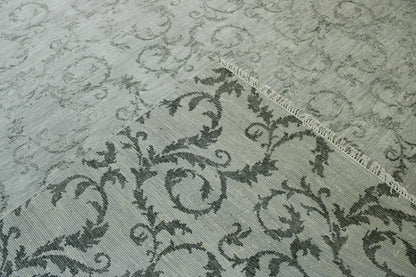 Transitional Leaf Design Wool Hand Knotted Rug 9.10x13.8 -w2139