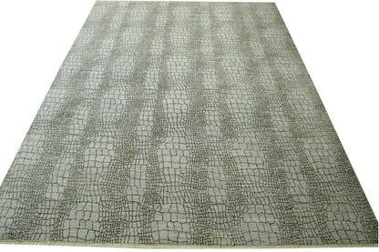 Modern Eggshell Design Wool Hand Knotted Rug 10.0x13.8 -w2153
