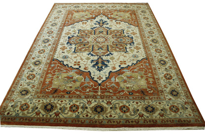 Tribal Heriz Wool Hand Knotted Rug 9.9x13.7 -w20112