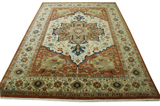 Tribal Heriz Wool Hand Knotted Rug 9.9x13.7 -w20112