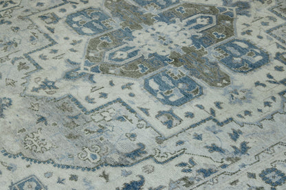 Tribal Silverwash Heriz Design Viscose Hand knotted Rug 9x12 - w2337