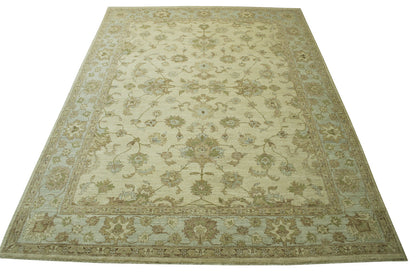 Oushak Whitewash Chobie Wool Hand knotted Rug 9x12 - b-135