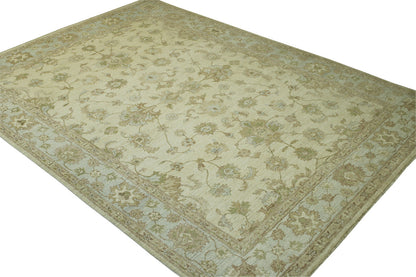 Oushak Whitewash Chobie Wool Hand knotted Rug 9x12 - b-135