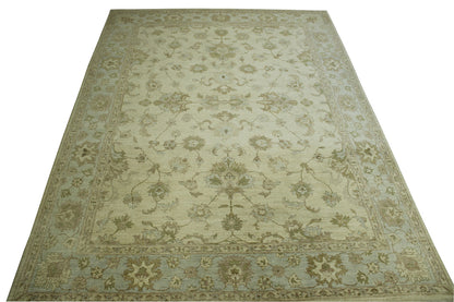 Oushak Whitewash Chobie Wool Hand knotted Rug 9x12 - b-135