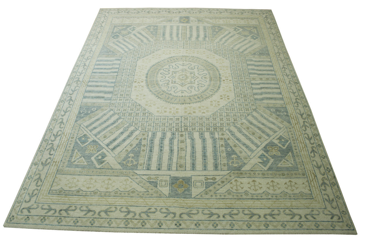 Oushak Whitewash Khotan Wool Hand knotted Rug 9x12 - w20358