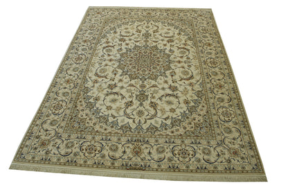 Traditional Super Fine Nain Wool/silk Hand knotted Rug 9x12 - w3062