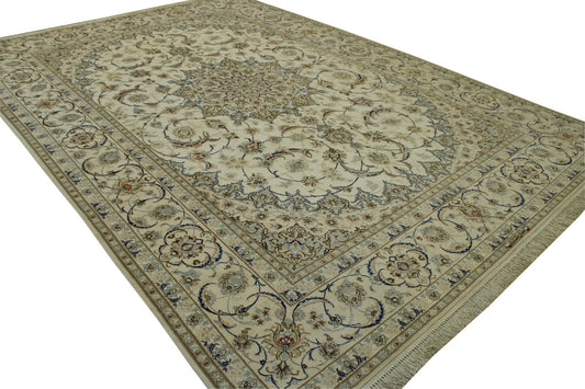 Traditional Super Fine Nain Wool/silk Hand knotted Rug 9x12 - w3062