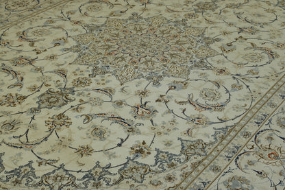Traditional Super Fine Nain Wool/silk Hand knotted Rug 9x12 - w3062