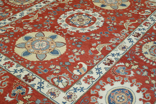 Tribal Suzani Wool Hand knotted Rug 9x12 - w3111