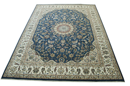 Traditional Fine Qum Wool Hand knotted Rug 9x12 - w2387