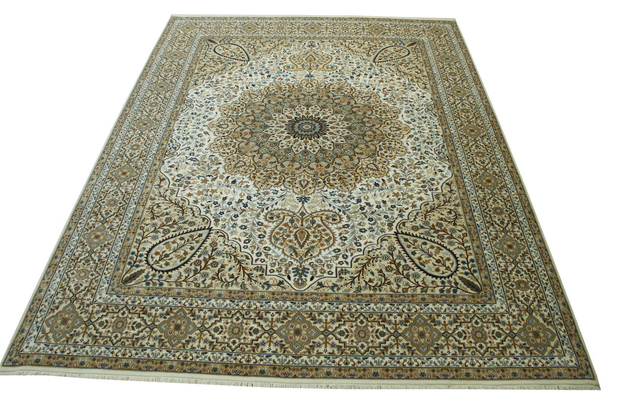 Traditional Fine Qum Wool Hand knotted Rug 9x12 - w2383