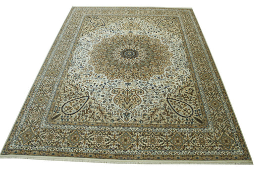 Traditional Fine Qum Wool Hand knotted Rug 9x12 - w2383
