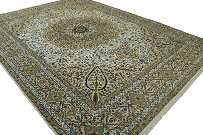 Traditional Fine Qum Wool Hand knotted Rug 9x12 - w2383