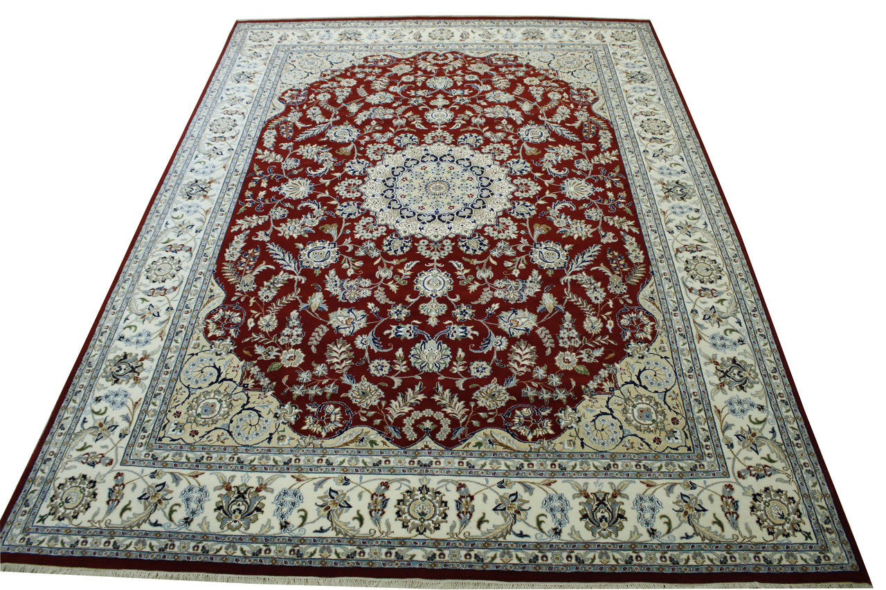 Traditional Fine Nain Wool/silk Hand knotted Rug 9x12 - w20242
