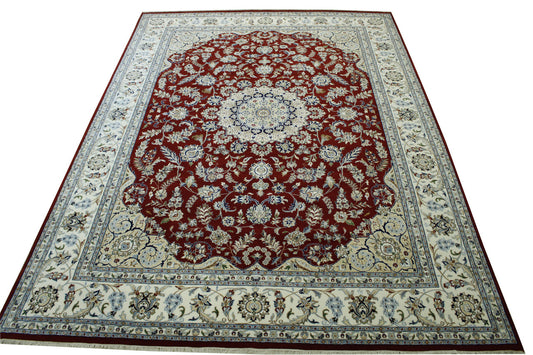 Traditional Fine Nain Wool/silk Hand knotted Rug 9x12 - w20242