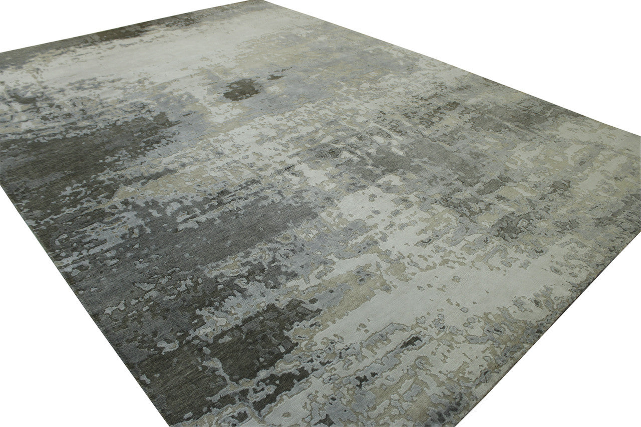 Modern Abstract Broken Design Wool/silk Hand knotted Rug 9x12 - w20254