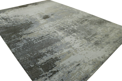 Modern Abstract Broken Design Wool/silk Hand knotted Rug 9x12 - w20254