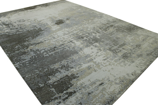 Modern Abstract Broken Design Wool/silk Hand knotted Rug 9x12 - w20254