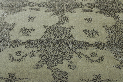 Transitional Abstract Ikat Design Wool/silk Hand knotted Rug 9x12 - w2024
