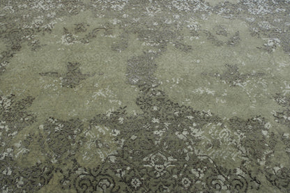 Transitional Abstract Ikat Design Wool/silk Hand knotted Rug 9x12 - w2024