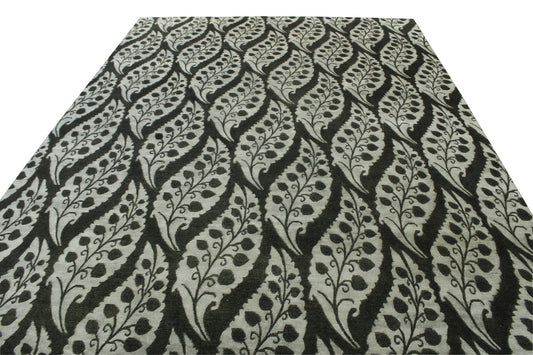 Modern Ikat Design Wool/silk Hand knotted Rug 9x12 - w2004
