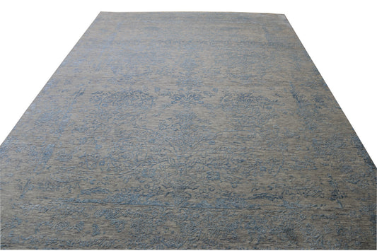 Transitional Abstract Broken Design Wool/silk Hand knotted Rug 9x12 - w20159