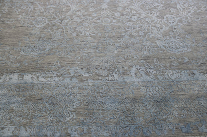 Transitional Abstract Broken Design Wool/silk Hand knotted Rug 9x12 - w20159
