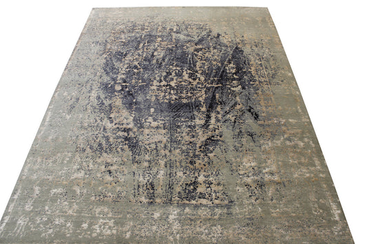 Transitional Abstract Broken Design Wool/silk Hand knotted Rug 9x12 - w2070