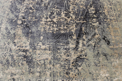 Transitional Abstract Broken Design Wool/silk Hand knotted Rug 9x12 - w2070
