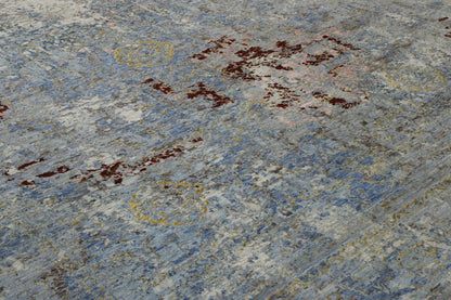Transitional Abstract Broken Design Wool/silk Hand knotted Rug 9x12 - w2071