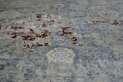 Transitional Abstract Broken Design Wool/silk Hand knotted Rug 9x12 - w2071