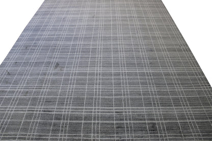 Modern Block Design Wool Hand knotted Rug 9x12 - w2131