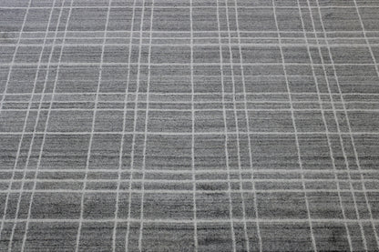 Modern Block Design Wool Hand knotted Rug 9x12 - w2131