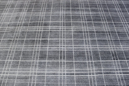 Modern Block Design Wool Hand knotted Rug 9x12 - w2131