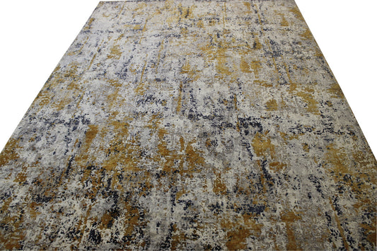 Modern Abstract Broken Design Wool/silk Hand knotted Rug 9x12 - w2023