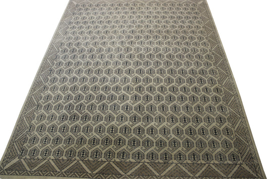 Oushak Silverwash Paisley Design Wool Hand knotted Rug 9x12 - w20044