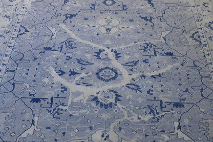 Transitional Abstract Distress Design Wool/silk Hand knotted Rug 9x12 - w3112